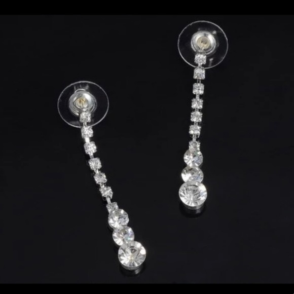 Bridal Rhinestone Tennis Drop Necklace Set - Picture 4 of 6